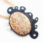 Oxidized Sterling Silver Pendant. Fossilized..