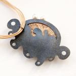 Oxidized Sterling Silver Pendant. Fossilized..