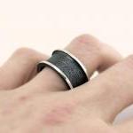 Oxidized - Texturized Sterling Silver Band Ring -..
