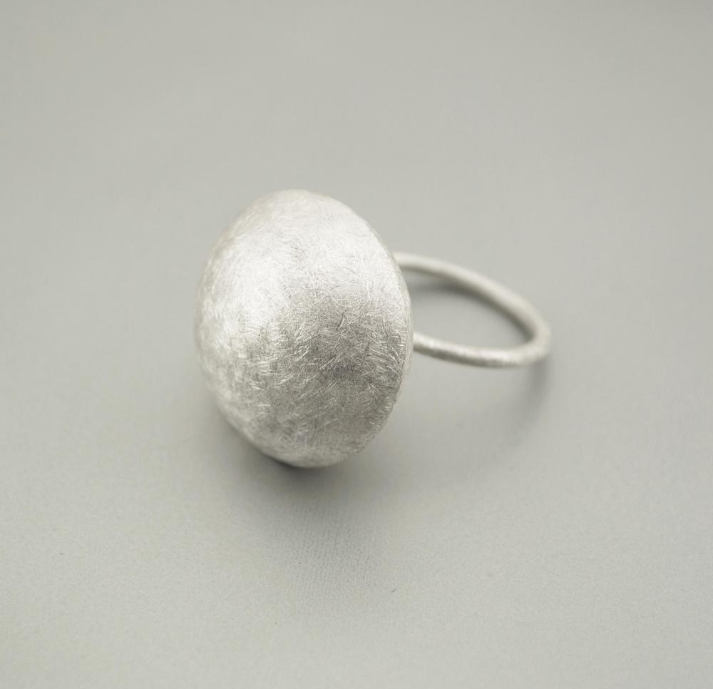 Texturized Sterling Silver Ring. White. Dots Ring. Handmade By Maria Goti Joyas.